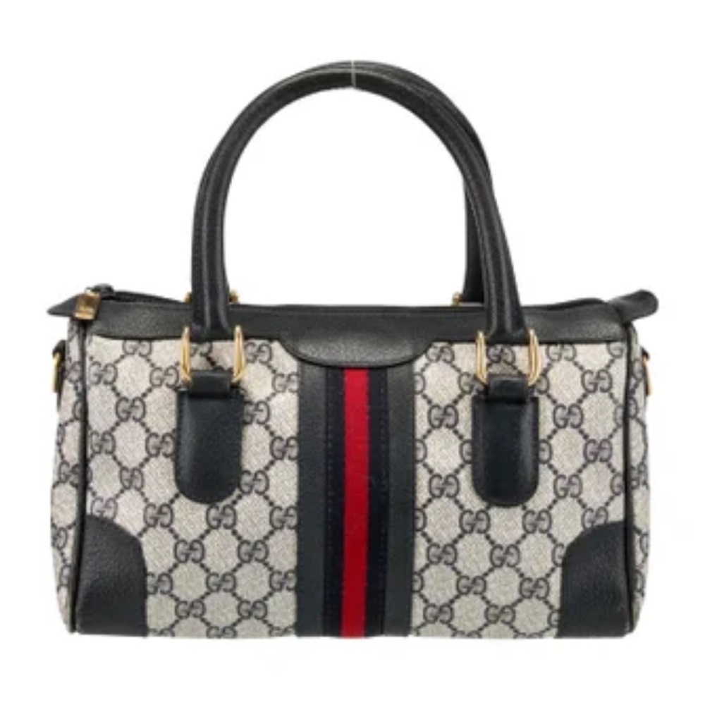 Gucci Black and Cream Satchel with Leather Trim